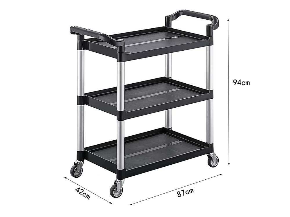 Compact 3-Tier Utility Cart with Reinforced External Aluminum Posts | LSY-8002A