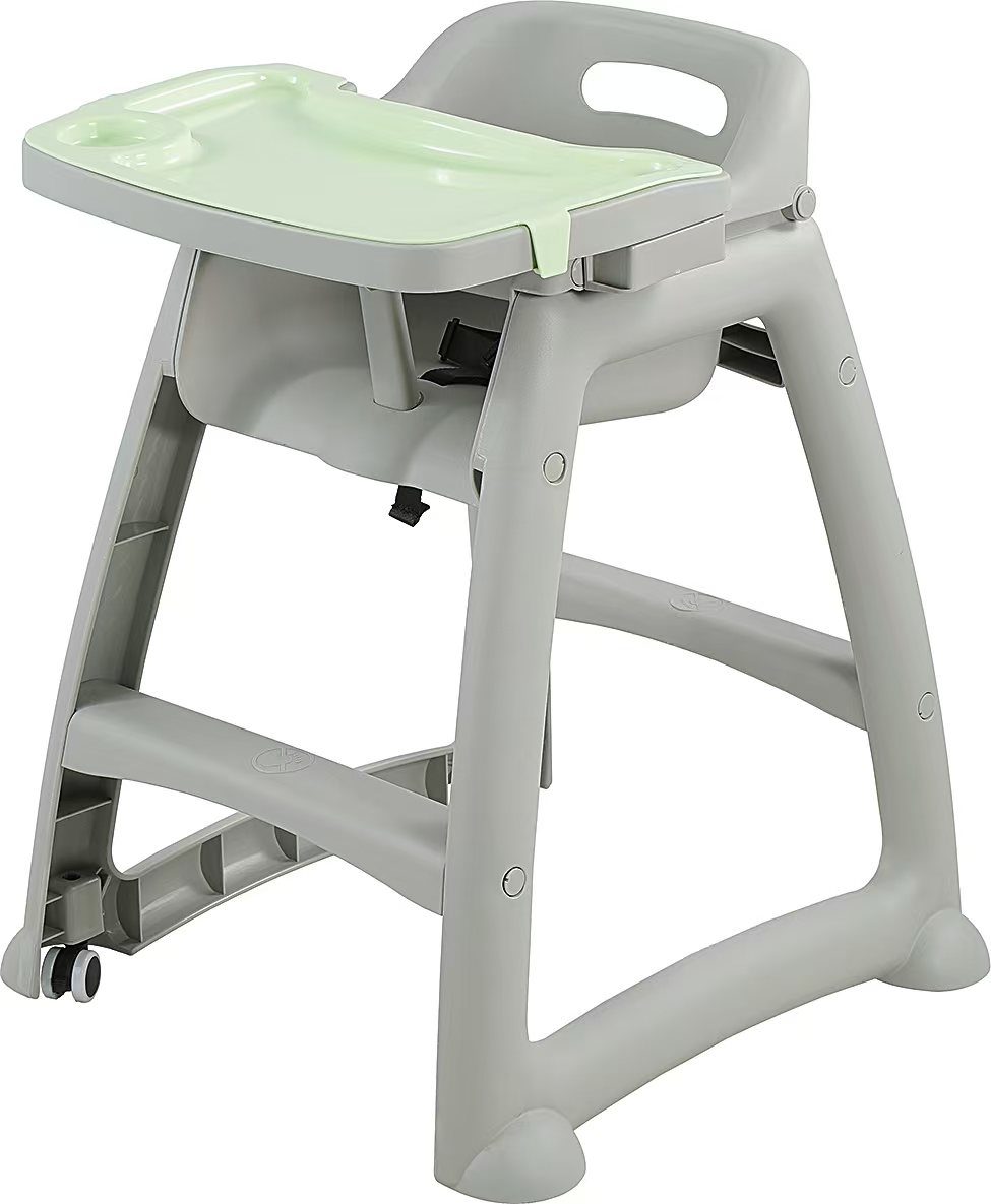 Safety-Compliant Baby High Chair with Green Tray for Commercial Use