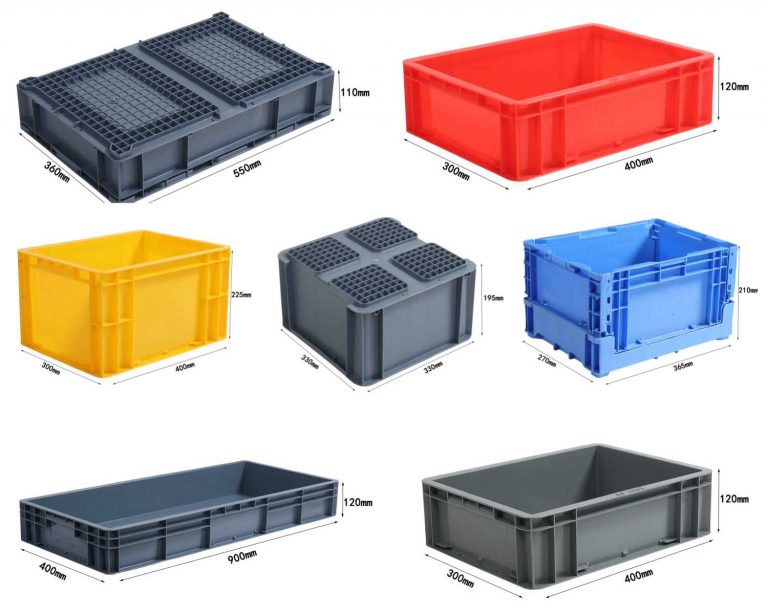 Euro stacking containers, KLT boxes, 600x400 plastic crates, automotive tote boxes, VDA standard boxes, heavy-duty storage bins.