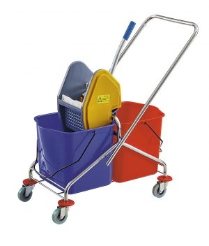 LSY_25-11-24_021 烽 ouble Bucket Mop Cart (双桶回收清理车), Industrial Floor Cleaning System, Professional Janitorial Bucket, Clean and Dirty Water Separation Mop.