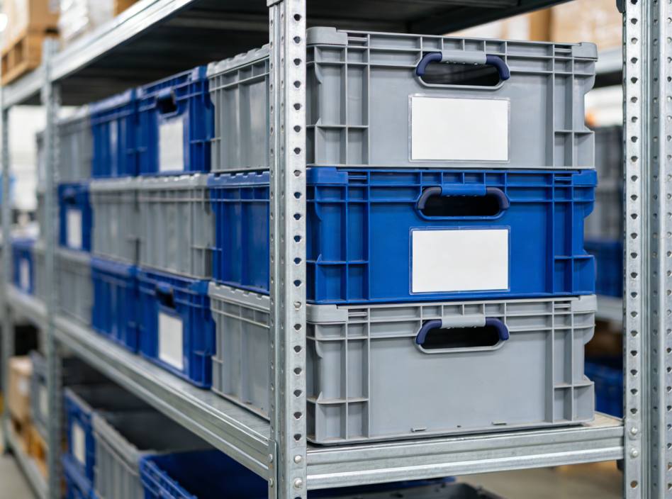 Turnover boxes for manufacturing storage and picking