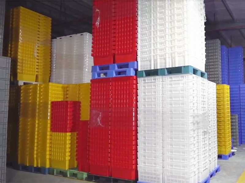 colorful industrial plastic storage bins