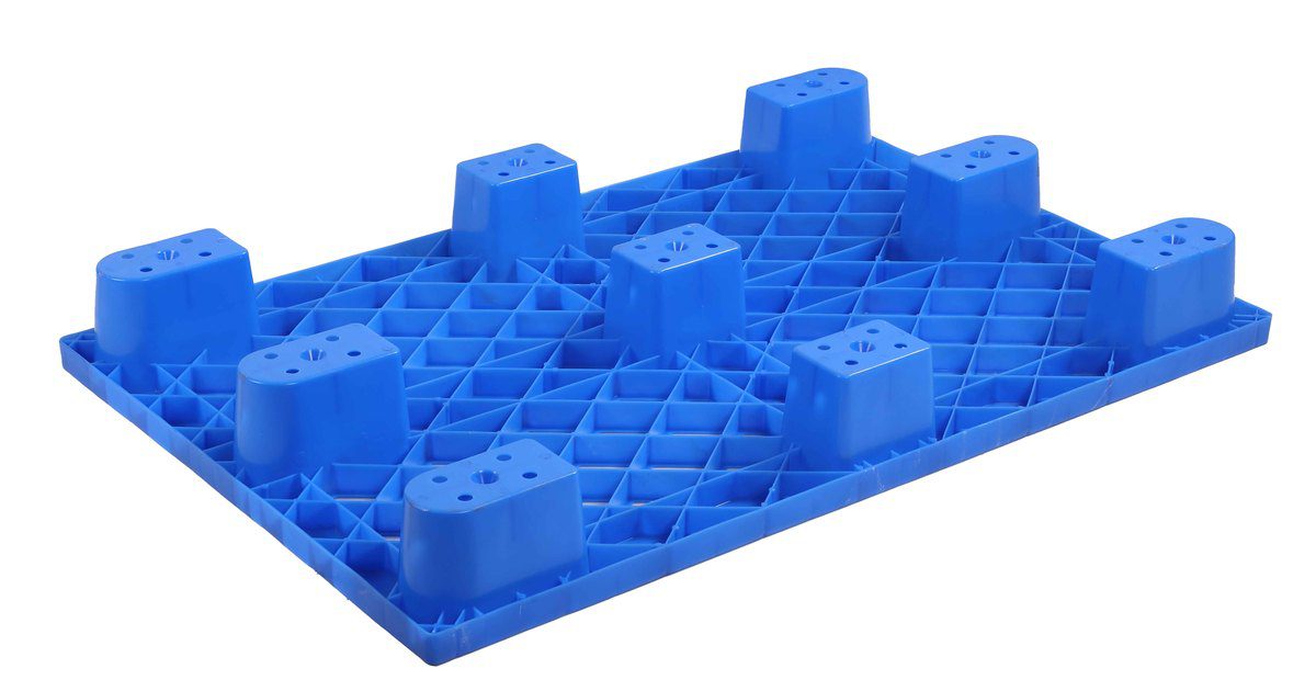 Nine-leg four-way entry plastic pallet base, 1200x1000 mm