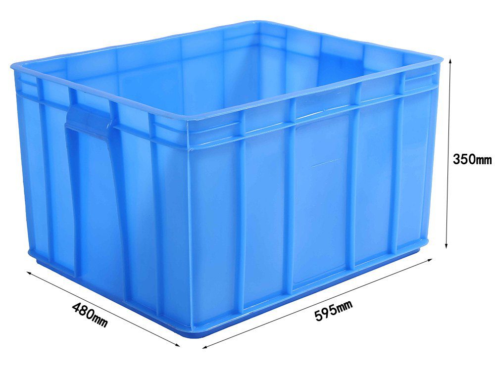 Blue stackable plastic crate 595x480x350 mm made by LSY Plastic