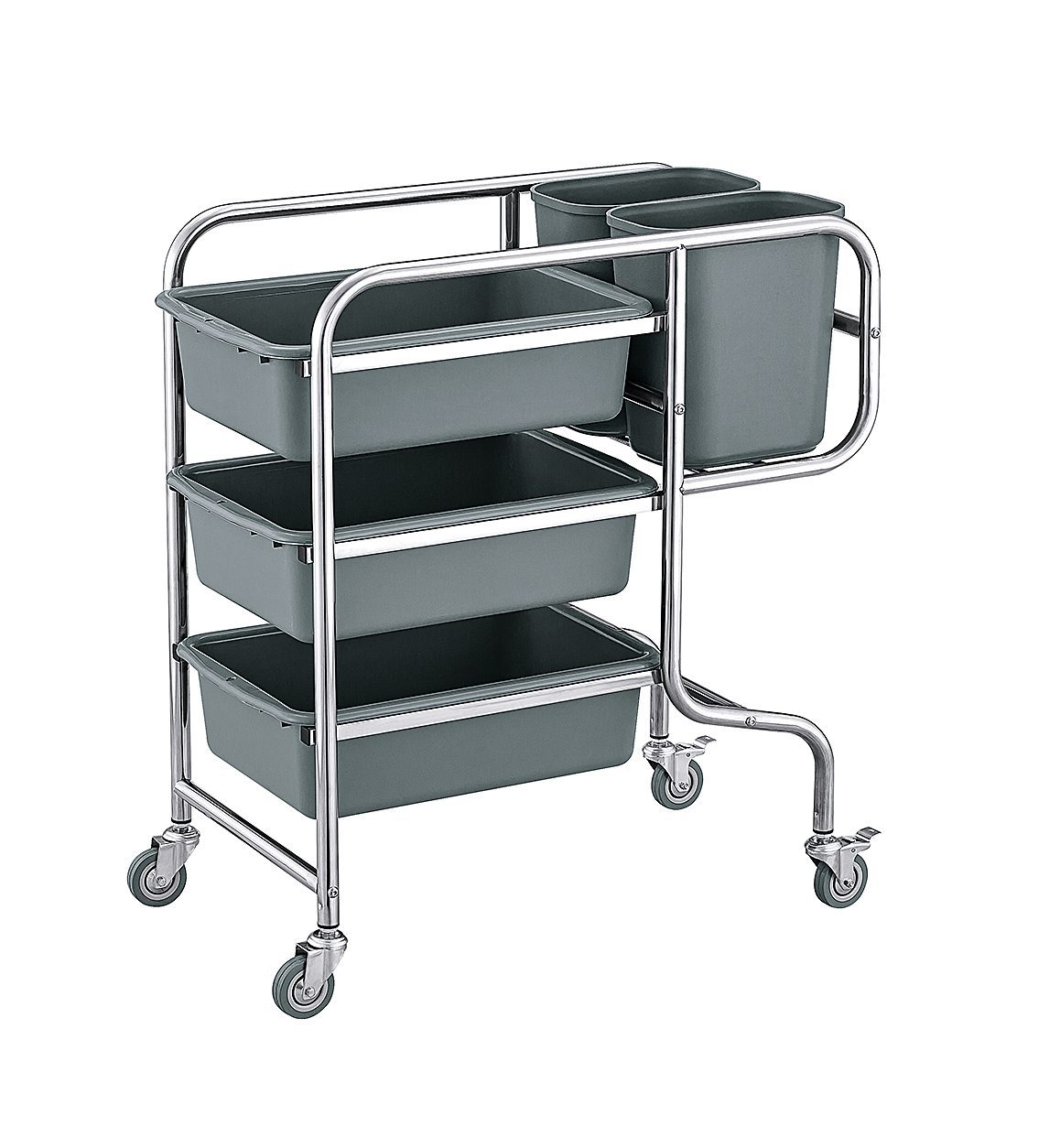 Injection-molded plastic service cart ready for quality inspection
