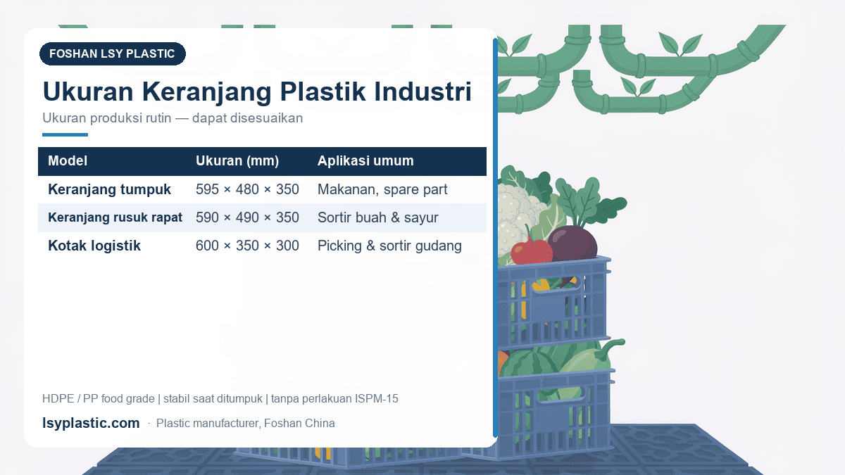 Tabel ukuran keranjang plastik industri LSY Plastic